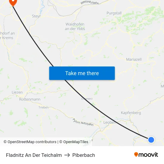 Fladnitz An Der Teichalm to Piberbach map
