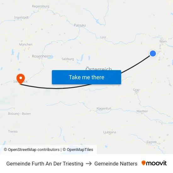 Gemeinde Furth An Der Triesting to Gemeinde Natters map
