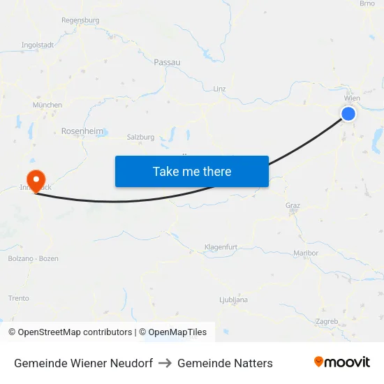 Gemeinde Wiener Neudorf to Gemeinde Natters map