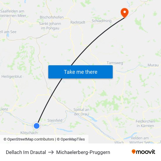 Dellach Im Drautal to Michaelerberg-Pruggern map