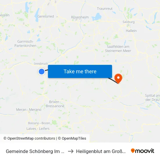 Gemeinde Schönberg Im Stubaital to Heiligenblut am Großglockner map