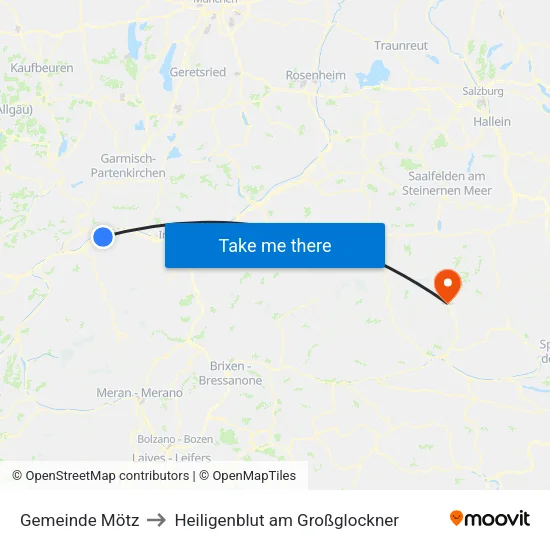 Gemeinde Mötz to Heiligenblut am Großglockner map