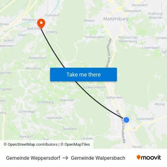 Gemeinde Weppersdorf to Gemeinde Walpersbach map