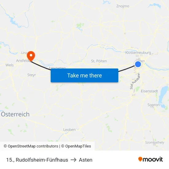 15., Rudolfsheim-Fünfhaus to Asten map