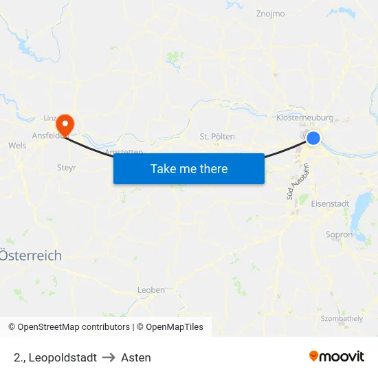 2., Leopoldstadt to Asten map