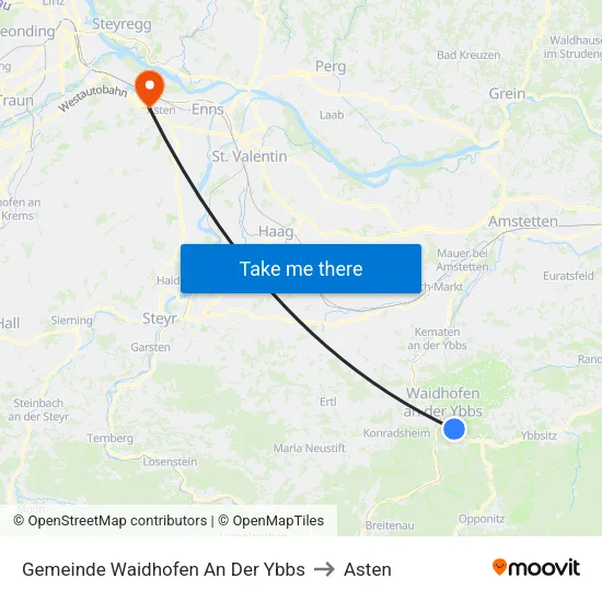 Gemeinde Waidhofen An Der Ybbs to Asten map