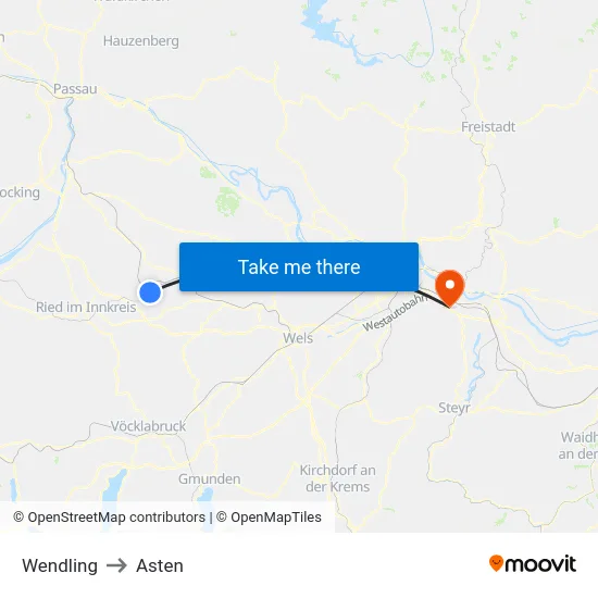 Wendling to Asten map