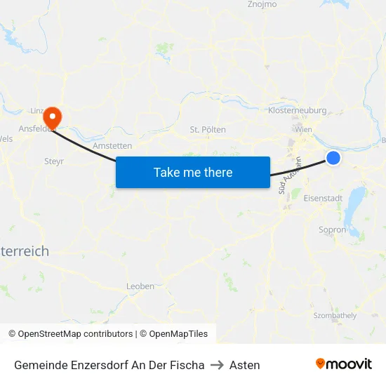 Gemeinde Enzersdorf An Der Fischa to Asten map