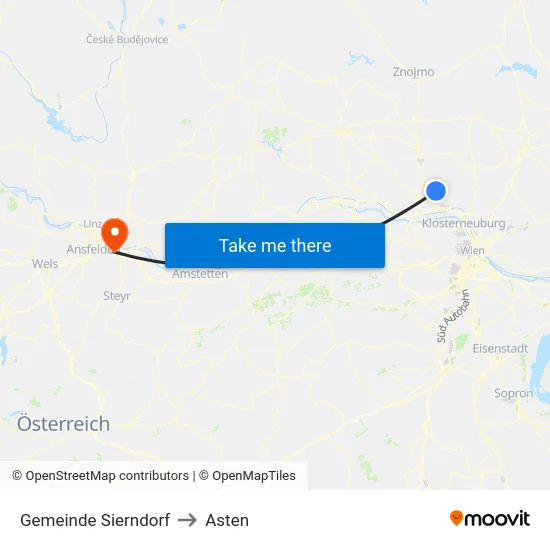 Gemeinde Sierndorf to Asten map