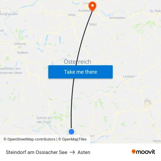 Steindorf am Ossiacher See to Asten map