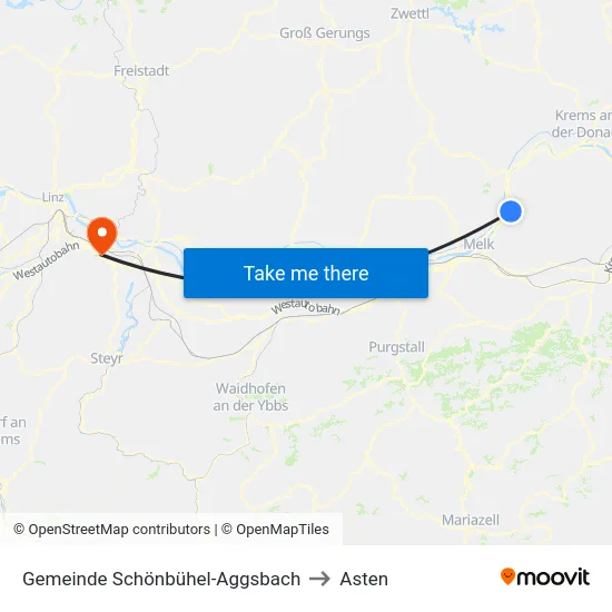 Gemeinde Schönbühel-Aggsbach to Asten map