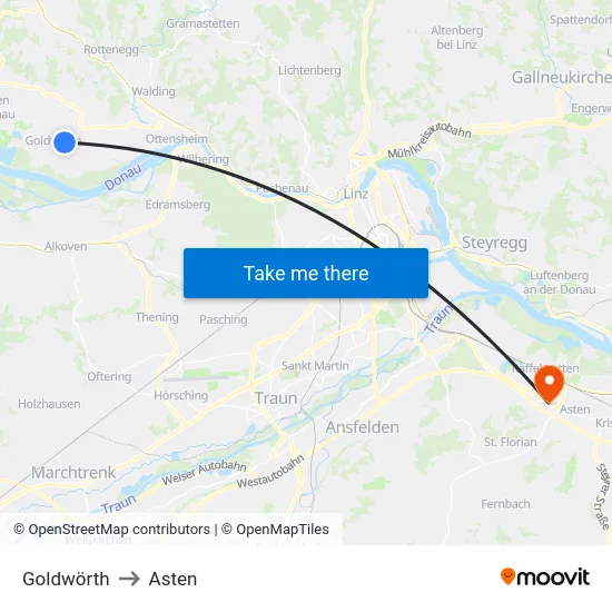 Goldwörth to Asten map