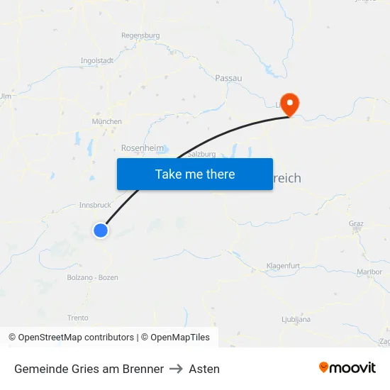 Gemeinde Gries am Brenner to Asten map