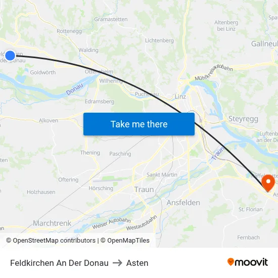 Feldkirchen An Der Donau to Asten map