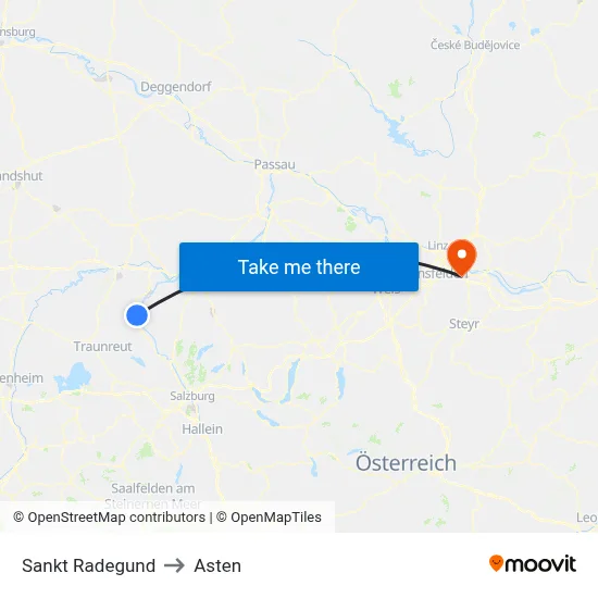 Sankt Radegund to Asten map