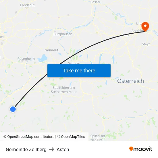 Gemeinde Zellberg to Asten map