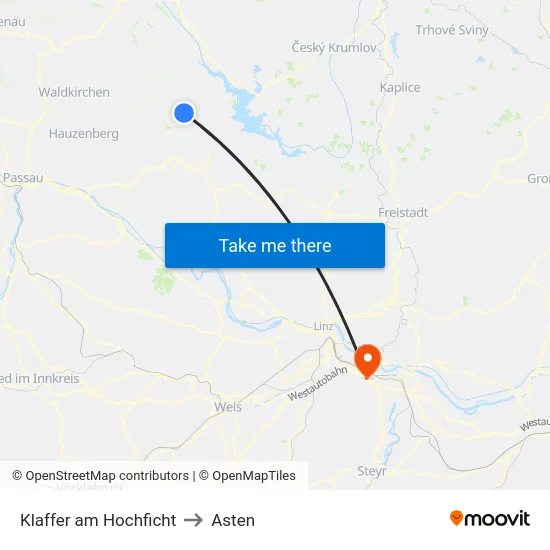 Klaffer am Hochficht to Asten map