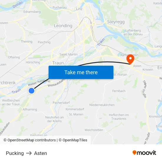 Pucking to Asten map