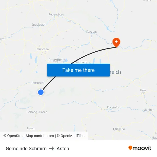 Gemeinde Schmirn to Asten map