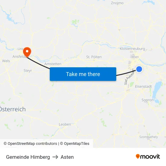 Gemeinde Himberg to Asten map