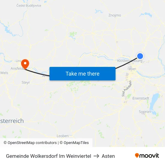 Gemeinde Wolkersdorf Im Weinviertel to Asten map