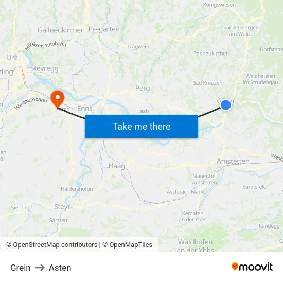 Grein to Asten map
