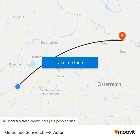 Gemeinde Schwoich to Asten map