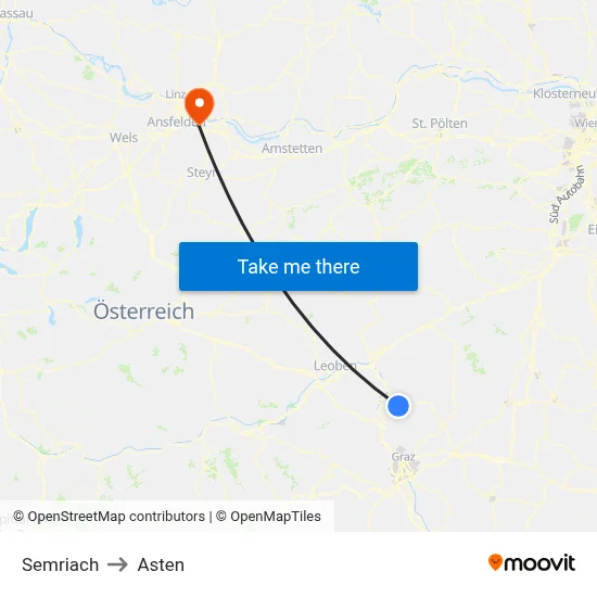 Semriach to Asten map