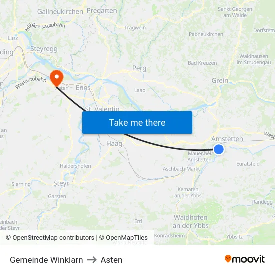 Gemeinde Winklarn to Asten map
