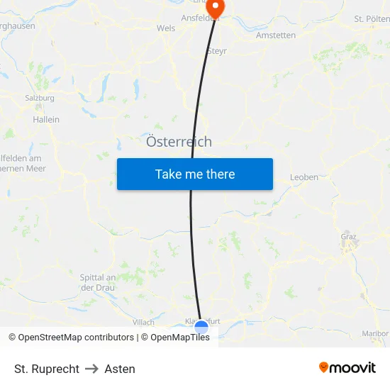 St. Ruprecht to Asten map