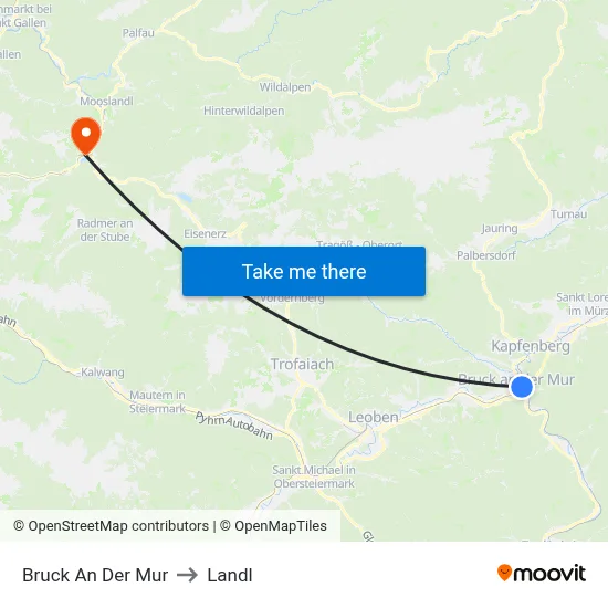 Bruck An Der Mur to Landl map