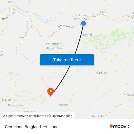 Gemeinde Bergland to Landl map