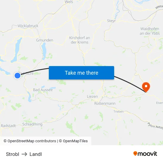 Strobl to Landl map