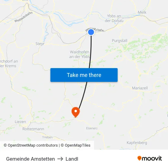Gemeinde Amstetten to Landl map