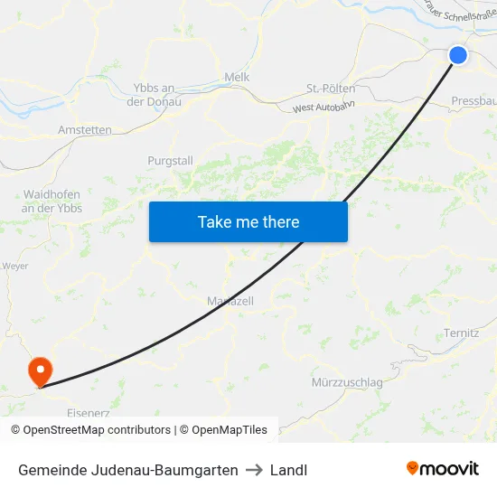 Gemeinde Judenau-Baumgarten to Landl map