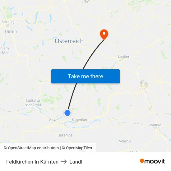 Feldkirchen In Kärnten to Landl map