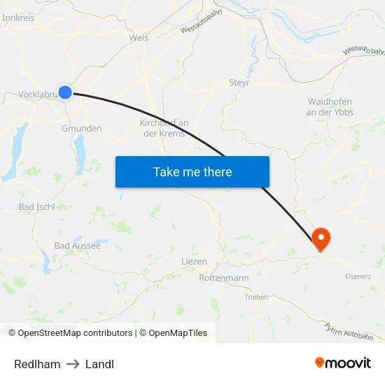 Redlham to Landl map