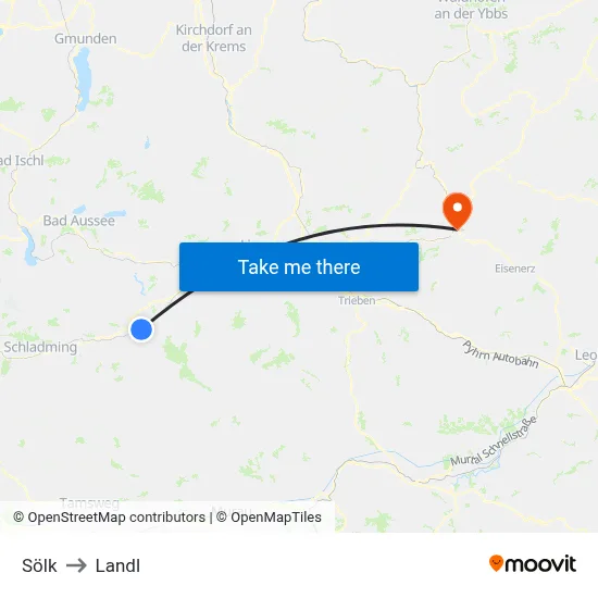 Sölk to Landl map