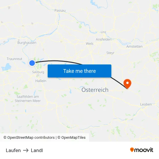 Laufen to Landl map