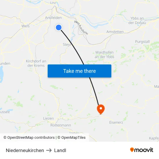 Niederneukirchen to Landl map