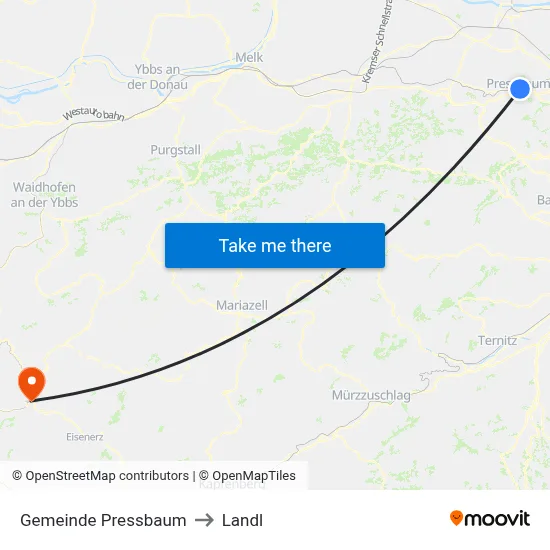 Gemeinde Pressbaum to Landl map