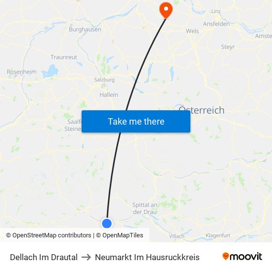 Dellach Im Drautal to Neumarkt Im Hausruckkreis map