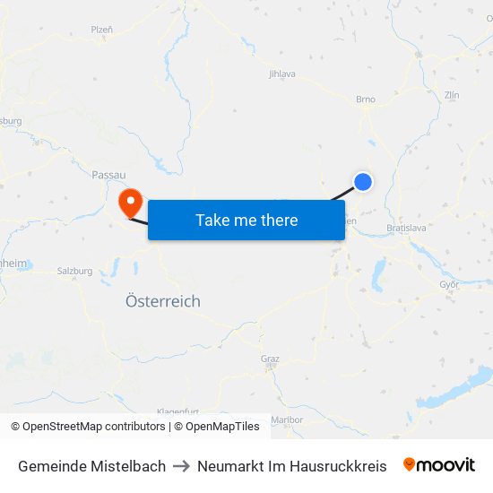 Gemeinde Mistelbach to Neumarkt Im Hausruckkreis map