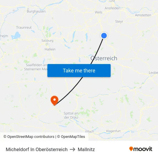 Micheldorf In Oberösterreich to Mallnitz map