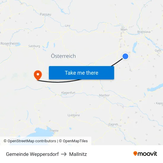 Gemeinde Weppersdorf to Mallnitz map