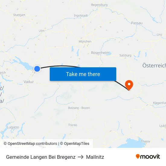 Gemeinde Langen Bei Bregenz to Mallnitz map