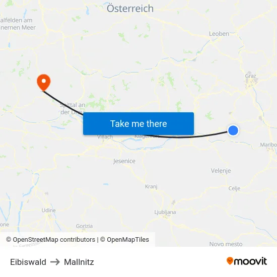 Eibiswald to Mallnitz map