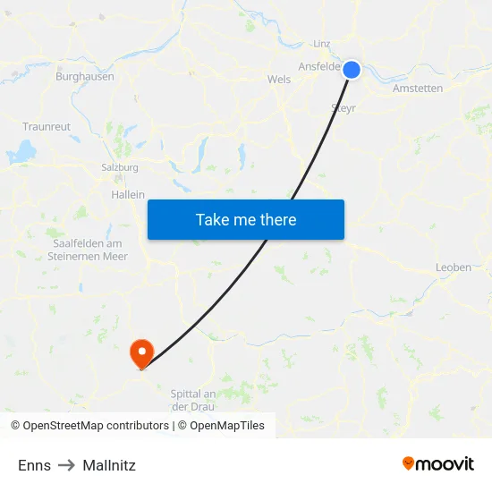 Enns to Mallnitz map