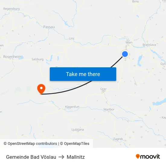 Gemeinde Bad Vöslau to Mallnitz map