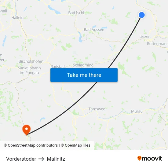 Vorderstoder to Mallnitz map